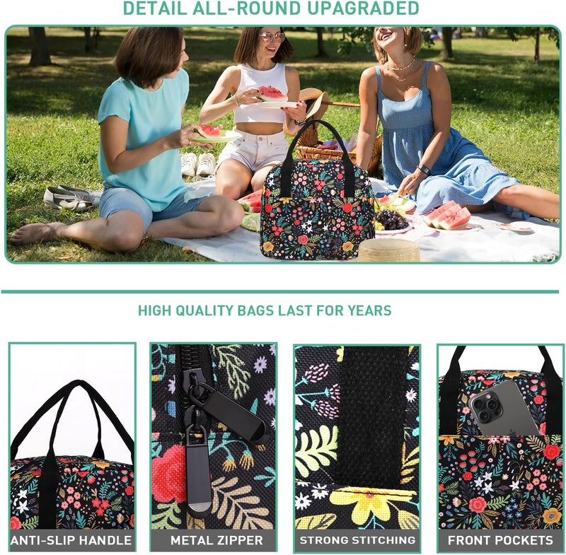 VLM Lunch Bag,Lunch Box for Women Men,Reusable Insulated Lunch Tote,Small Leakproof Cute Lunch Cooler with High Capacity for Work,Picnic,Camping - Image 3